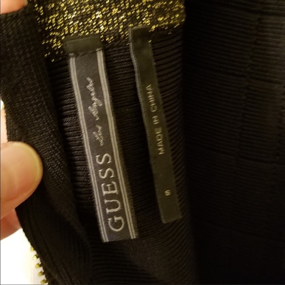 Like-New Guess Black/Gold Body-con Bandage Dress, Size S - Picture 6 of 9